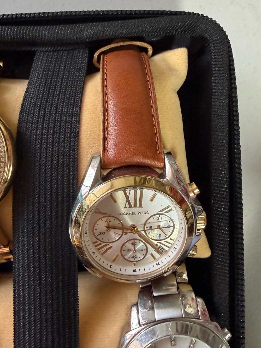 Michael Kors Brown Leather Watch with Gold and silver Accents